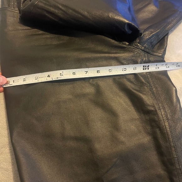 Vintage Leather Black Pants High Waist Straight Leg Womens Size 34x35 Western - Picture 8 of 9